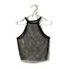 Dames Tanks Camis Sexy Grid Flash Drill Spice Girl Jarretelvest Dames Super Flash Perspectief Visnet Top