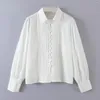 Damesblouses gypsylady vintage wit shirt blouse katoenen herfst chic vrouwen shirts lange lantaarn mouw sexy casual dames tops