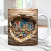 Tasses 3D bibliothèque tasse multi-usages bibliothèque en céramique espace créatif conception livre club tasse étagère