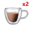 Mugs 2 Pcs Heart Shape Double Wall Glass Vacuum Coffee Mug For Cafe House Espresso Cup Anti Scalding Love Heart-shaped Tea Milk