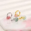 Hoop Earrings Trendy Silver Gold Color Drop Hetian Jade Pink Green For Women Girl Gift Fashion Jewelry Dropship Wholesale