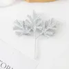 Decorative Flowers 6Pcs Artificial Plants Golden Fake Branch With Frost For Christmas Tree Accessory Home Wall Hanging Wedding Decoration