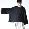 Mens Tshirts unisex japansk stil rund hals överdimensionerade t -skjortor tappade axlar långa ärmar Klädmodemode Löst dagliga toppar Hombre 230420