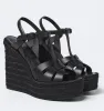 22S varumärke Lady Wedges Tribute Leather Wedge Espadrille Sandaler Women Wedge Sandal High Heels Shoes Luxur Design