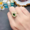 Deep Green Diopside Ring 5x7mm 0.7CT Natural Chrome Diopside Silver Ring Vintage 925 Silver Gemstone Jewelry With Gold Plating