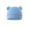 Hair Accessories 2pcs/lot Born Baby Cotton Beanie Hats And Gloves Set Cute Bear Fall Casual Stretchy Infant Warm Cap Fashion