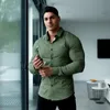 Herren Casual Shirts Mode Langarm Solide Super Slim Fit Male Social Business Kleid Marke Fitness Sportbekleidung 230420