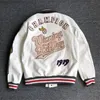 Mens Jackets Multiletter embroidery white baseball uniform mens explosive style retro leather jacket heavy industry coat 231120