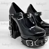 Dress Shoes GIGIFOX punk gothic style motorcycle super high heels women pumps cosplay costum buckle metal chain punk shoes ladies T231121