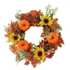 Decorative Flowers Thanksgiving Wreath Pine Cone Front Door Fall With Sunflower Autumns Harvest Thanksgivings Decoration