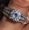 Cluster Rings Solid 10K White Gold Women Men Ring Moissanite Diamonds 1 2 3 4 5 Round Wedding Party Anniversary Engagement Romantic