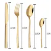 Set di stoviglie 5 pezzi Set di stoviglie in acciaio inossidabile Coltello Forchetta Cucchiaio Cena Posate in oro nero Servizio da cucina per 1