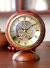 Table Clocks Vintage Clock Mahogany Circular Decoration Small Seat Chinese Creative Home Study