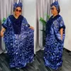 Kleider in Übergröße, afrikanische Kleider für Frauen, muslimische Pailletten-Abayas-Robe, Dashiki, traditionelle afrikanische Kleidung, Ankara-Abendkleid mit Kopfband, modisch, 231120