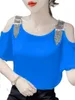 Women's T Shirts Design Woman Summer T-shirts Tees. Lady Off Shoulder Suspender Short Sleeve Strapless Tshirts Tops DF4547