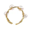 Cluster Rings Simple Design Open Pearl Copper Ring For Women Girls Fashion Finger Gift Female Jewelry Party