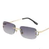 2023 Fashion Women Retro Frameless Cut-Edge Custom Uv400 Ce Metal Rimless Square Small Size Men Sunglasses