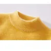 Maglioni da uomo Maglione termico invernale addensato finto visone cashmere girocollo sciolto tinta unita taglie forti giallo