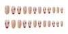 False Nails 24Pcs Pink Fake Glossy Artificial Lady Fingernails Glitter Nail With Adhesive Press On