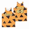Film The Flintstones 60 Fred Basketball Jerseys 90s Hiphop High School Ademend team Geel Retro Hiphop voor sportfans Pure Cotton College Summer Shirt Uniform