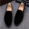 Dress Shoes Casual Black Red Velvet Men Flat Slip on Pointed Toe Solid Color Wedding Loafer Larg Size 38 44 231120