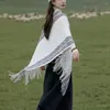 Sciarpe da donna scialle da viaggio stile etnico pullover vintage mantella con nappa autunno inverno maglione lavorato a maglia cappotto maglioni