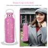Thermoses 350ml500ml750ml Bling Diamond Thermos Bottles Portable Glitter Rhinestone Water Bottle Crossbody Stainless Steel Thermal Flask 231120