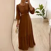 Vestidos casuais 2023 mulheres elegantes oco out sólido vestido longo moda backless lace-up maxi festa senhora sexy costura plissado