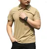 Polos pour hommes T-shirt militaire tactique en plein air pour hommes Hommes Sports d'été Pull à séchage rapide Respirant Turn Down Col Tee Tops