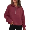 LU-43 Autumn Winter Yoga Suit Scuba Hoodie Half Zip Women's Sports Sweater Loose Gym Jacket Fitness Short Plush Coat Sweatshirt888