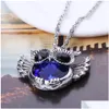 Anhänger Halsketten Kette Halskette Fliegende Eule Blau Beautifly Kristall Strass Perle Mode Drop Lieferung Schmuck Anhänger Dhctp