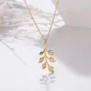 Chaînes Feuille Pendentif Long Collier Rétro Tempérament Tendance Clavicule Chaîne Pour Femmes Tout Tour De Cou Vintage