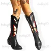 Boots GIGIFOX Cowboy Cowgirl Mid Calf Boots Butterfly Embroidered Brand Design Gothic Style Autumn Winter Slip On Western Retro Shoes T231121