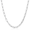 Chains Stainless Steel Necklaces For Women Paperclip Cable Link Chain Choker 16-20inch Jewelry Wholesale Gifts Silver Color LDN309