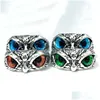 Cluster Rings Bk Lots 30Pcs Colour Eyes Owl Vintage Mix Retro Punk Gothic Rock Men Women Cool Party Gifts Jewelry Drop Delive Dhgarden Dhhoj