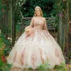 Sparkly Glitter Rose Gold Quinceanera Dresses 2024 Sweetheart Pärled Crystal Sequin Sexton födelsedagsfestklänning Luxury Ball Gown Sweet 16 Dress Vestidos DE 15 ANOS