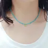 Ciondoli Lii Ji Boho Collana girocollo Fascino turchese blu Argento sterling 925 Gioielli da donna Regalo 38 4 cm