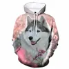 Felpe con cappuccio da uomo Simpatico Siberian Husky 3d Stampa Uomo/Donna Laxity Felpa con cappuccio Casual Pullover oversize Felpa moda Abbigliamento uomo