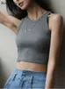 Bornladies 2022 Summer Canotte Donna Casual Crop Top Sexy Girls Gilet con bretelle O-Collo OL Slim Ribber T-shirt senza maniche Top P230421