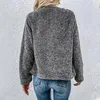 Jaquetas femininas moda europeia e americana 2023 outono lapela cinza escuro dupla face lã de manga comprida cardigan casaco curto de pele