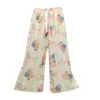 Women's Pants 2024 Summer Casual Pajama Costume Fashionable High Waist Loose Style Sports With Flower Printed Pattern