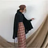 Rokken plus maat hoge taille lange wollen geruite rok voor vrouwen rood warm elegante kantoor dame vintage herfst winter maxi