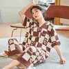 Women's Sleepwear Spring Summer Brand Short Sleeved Japnese Kimono PJ Womens Pajamas Sets Sexy Black Nightwear Capris Sleepwear Lounge Homewear 230421