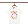 Katoenen heren zwart-wit onregelmatig bedrukte letters zomer casual losse T-shirt met korte mouwen04