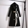 Trenchs pour femmes automne coréen Double boutonnage coupe-vent veste décontractée manteau à manches longues ceinture coupe-vent mi-longue