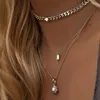 Hänge halsband vit sten abstrakt sol halsband rostfritt stål kedja för kvinnor enkel läckra retro smycken presentvattentät tillbehör