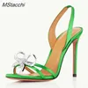 Nieuwe Sandals Rhinestone Butterfly Knot Woman Summer Back Riem Slingback Ladies Stiletto High Heel Dance Shoes Sexy Women Pumps 230406