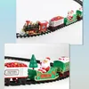 Decorações de Natal trem brinquedos elétricos árvore decoração pista quadro carro ferroviário com som e luz presente 231121