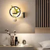 Lampada da parete Retro Nordic Modern Decor Crystal Sconce Lighting Apparecchi da bagno neri Lampen Puleggia in legno anticato