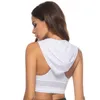 Frauen Sport Tank Crop Tops Mode schnell trocknend elastischer Fitness Sport-BH mit Kapuze Weste Laufen weibliche Mädchen Sprots kurze T-Shirts P230421